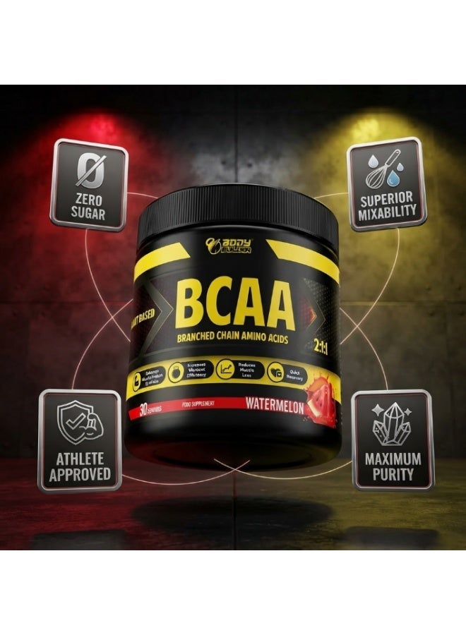 بودي بيلدر BCAA مسحوق الأحماض الأمينية المتفرعة السلسلة ليوسين وأيزوليوسين وفالين لدعم التمارين والتعافي بنكهة البطيخ 30 حصة - Image 3