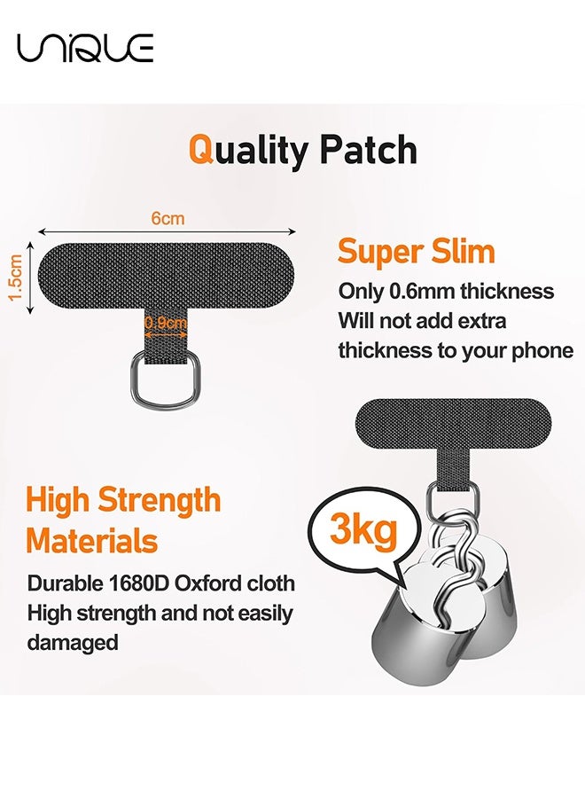 يونيك حبل الهاتف - حبل الهاتف مع 4 بقع عالمية - حبل هاتف قابل للتعديل 1.6 متر - يمكن استخدامه للهاتف المتقاطع وأحزمة الرقبة والمعصم - مع خطاف معدني - متوافق مع معظم الهواتف الذكية مع حافظة التغطية الكاملة - حرر يديك (أسود / شفاف) - Image 2