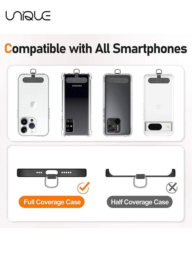 يونيك حبل الهاتف - حبل الهاتف مع 4 بقع عالمية - حبل هاتف قابل للتعديل 1.6 متر - يمكن استخدامه للهاتف المتقاطع وأحزمة الرقبة والمعصم - مع خطاف معدني - متوافق مع معظم الهواتف الذكية مع حافظة التغطية الكاملة - حرر يديك (أسود / شفاف) - Image 3