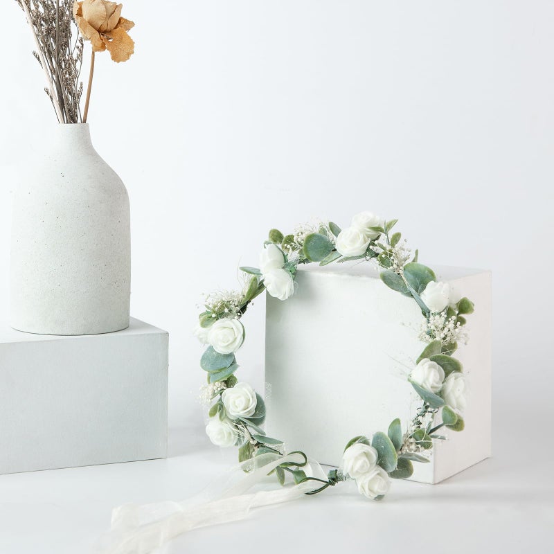 FIDDY898 Flower Crown Floral Wreath Headband Floral Crown Wedding Festivals Photo Props Headpiece F01 - Image 4