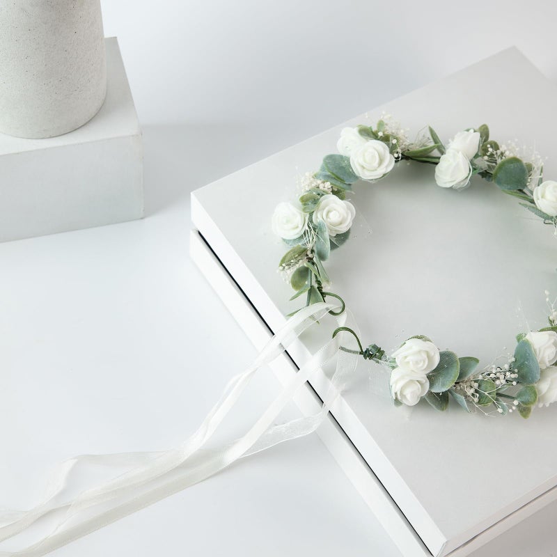 FIDDY898 Flower Crown Floral Wreath Headband Floral Crown Wedding Festivals Photo Props Headpiece F01 - Image 5