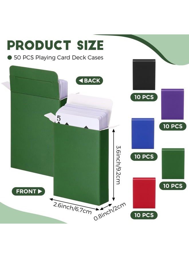 Jexine 50 Pieces Playing Card Box Empty Playing Case Card Holder Organize Storage Board Game Box Fits Baseball Trading (Red, Blue, Green, Black, Purple) - Image 2