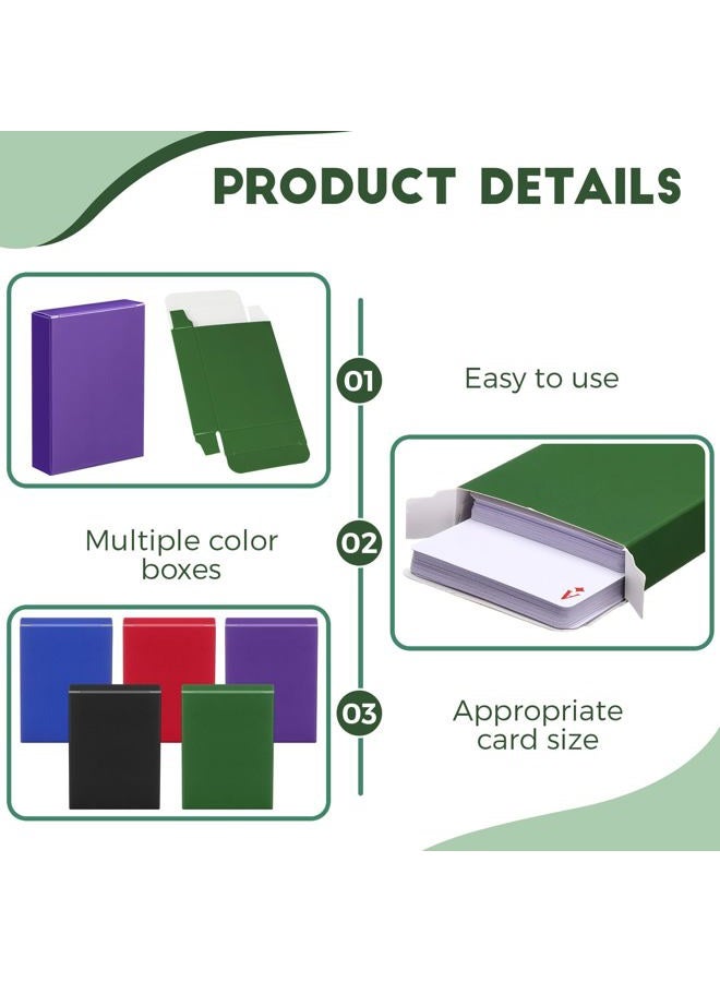 Jexine 50 Pieces Playing Card Box Empty Playing Case Card Holder Organize Storage Board Game Box Fits Baseball Trading (Red, Blue, Green, Black, Purple) - Image 4