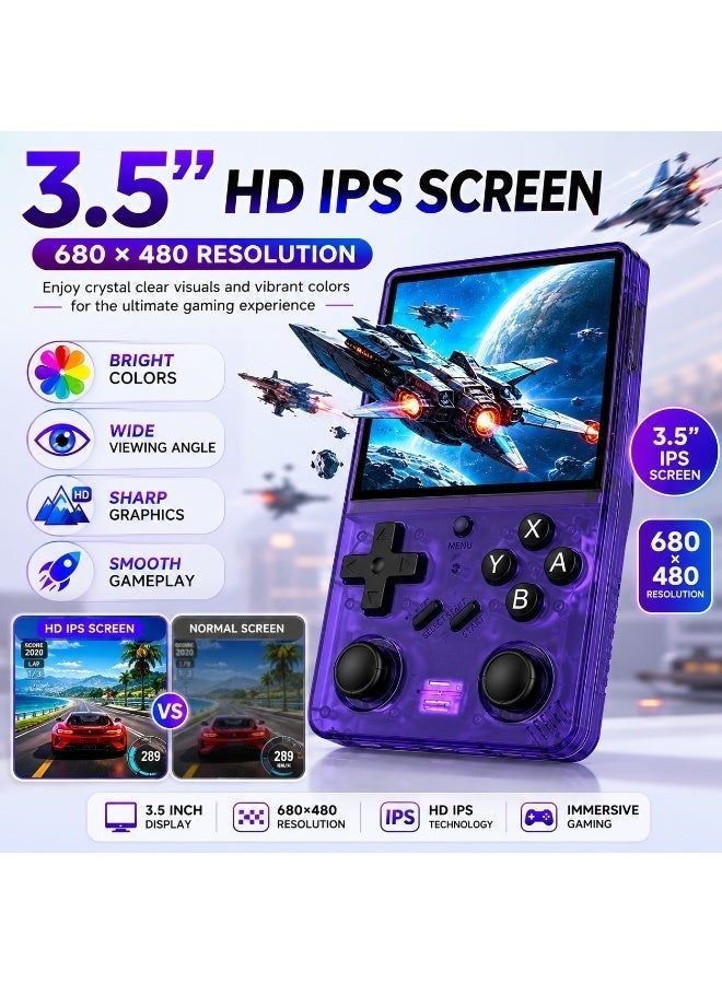 D-R35 Plus Retro Handheld Gaming Console 3.5 Inch HD IPS Screen 15000+ Built-in Games 64GB Memory Card 3000mAh Rechargeable Battery - Image 2