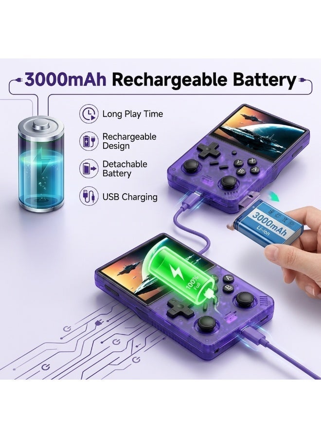 D-R35 Plus Retro Handheld Gaming Console 3.5 Inch HD IPS Screen 15000+ Built-in Games 64GB Memory Card 3000mAh Rechargeable Battery - Image 3