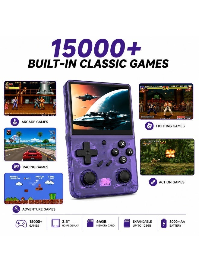 D-R35 Plus Retro Handheld Gaming Console 3.5 Inch HD IPS Screen 15000+ Built-in Games 64GB Memory Card 3000mAh Rechargeable Battery - Image 4