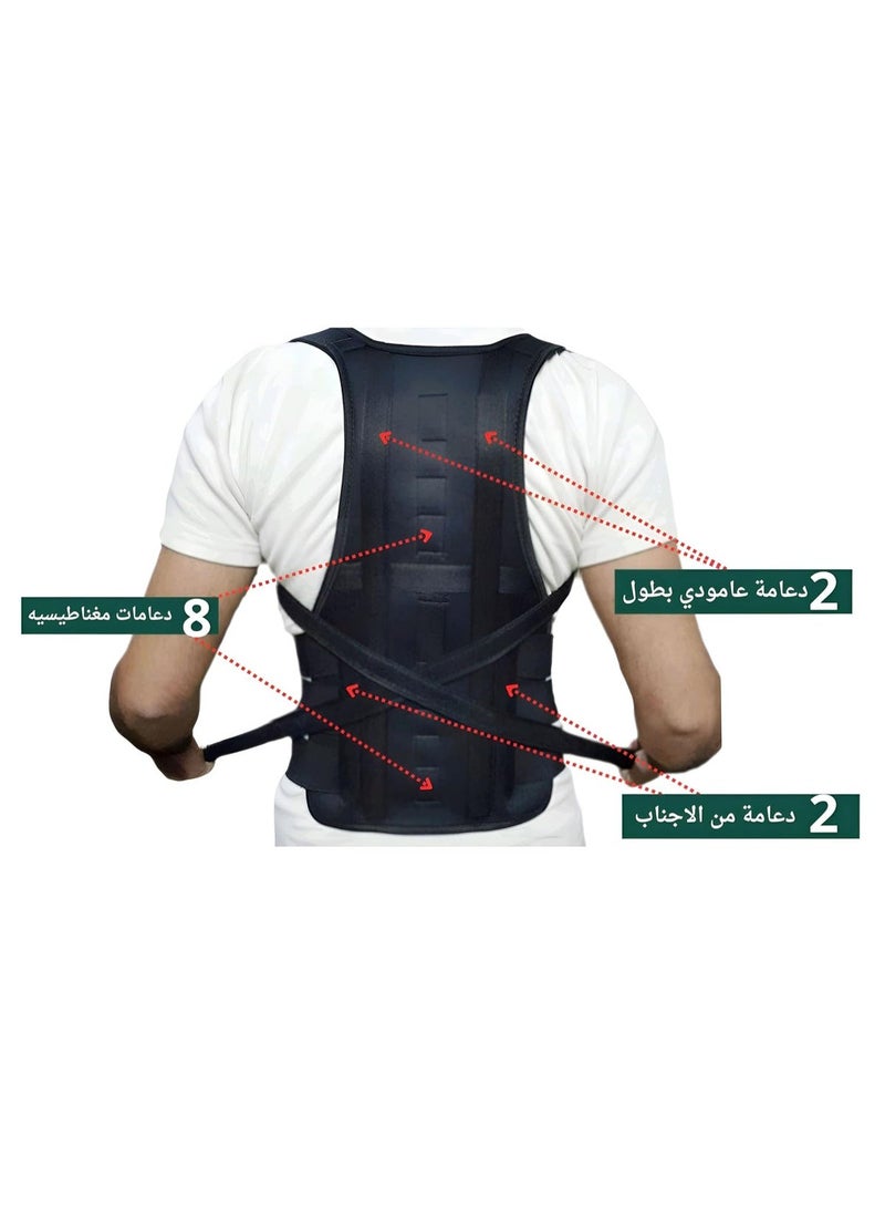 حزام مشد الظهر العمودي الاحترافي مع 12 دعامة هيكلية - مصحح قوام عالي الجودة لدعم كامل للظهر والكتفين - نظام محاذاة هندسي للرجال والنساء والأطفال - لفافة استقرار متينة متعددة الدعامات - Image 2