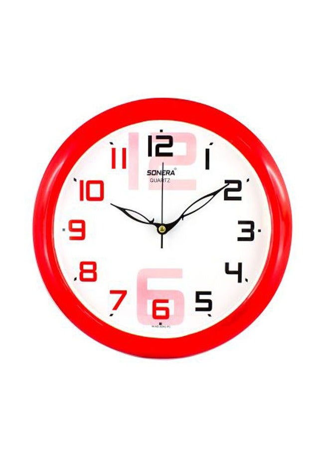 Sonera Wall Clock - 9241 -Analog-Quartz- Red Frame- White Dial With Red Numbers - Image 1