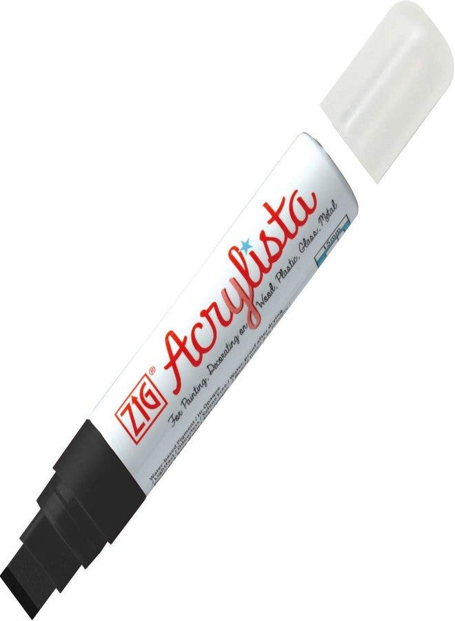 Zig ACRYLISTA Big & Broad 010 BLACK WATERPROOF AFTER DRYING/SUITABLE FOR PAINTING OR DECORATING ON WOODS, STONES, CERAMICS, GLASSES, PLASTICS, MIXED MEDIA, ETC. TIP SIZE:15 MM MADE IN JAPAN - Image 1
