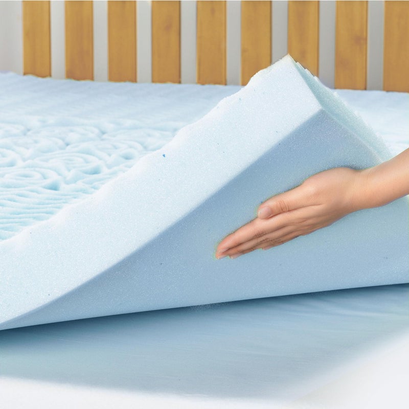Mellow 4 Inch 5-Zone Memory Foam Mattress Topper, Cooling Gel Infusion, Dorm Essentials, Twin Blue - Image 5