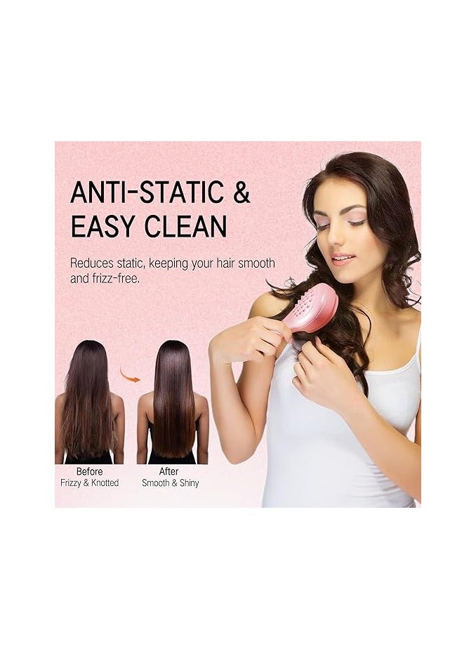 رشاة شعر بتحكم تلسكوبي، مشط بوسادة هوائية تعمل بالضغط، مشط تدليك سحري منفوش لتنظيف فروة الرأس، مناسب لجميع انواع الشعر للنساء والاطفال والرجال - Image 4