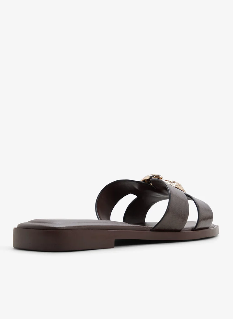 ALDO DARK BROWN Khali Flat Sandals for Women | Best Price UAE