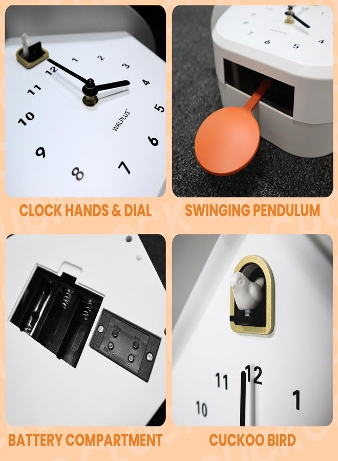 WALPLUS Modern Cuckoo Clocks for Wall Hourly Chiming Coo Coo Clock Volume Adjustable Cookoo Clock Removable Pendulum Christmas Cuckoo Gift White Matte Interior Decoration - Image 5