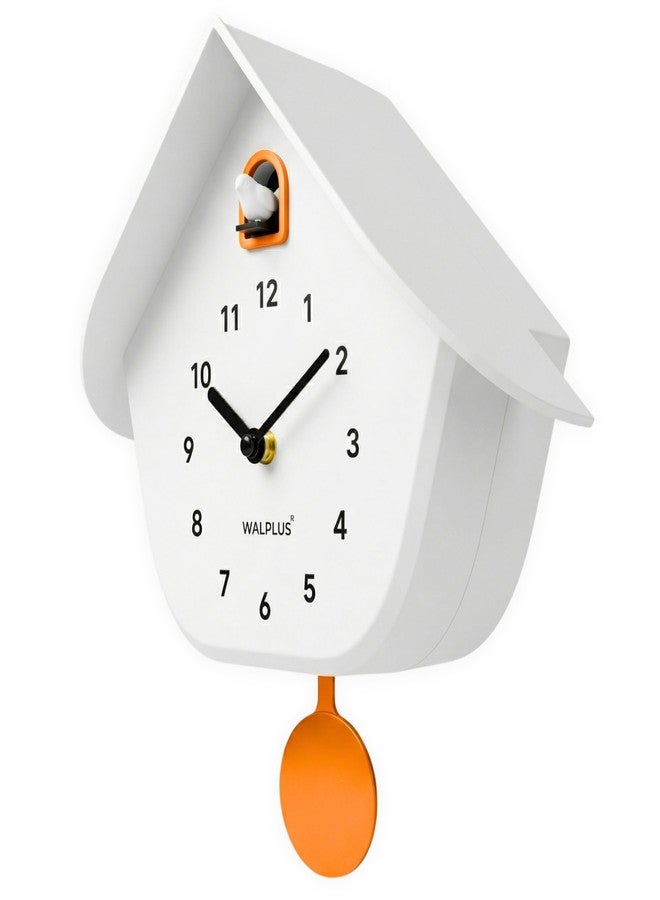WALPLUS Modern Cuckoo Clocks for Wall Hourly Chiming Coo Coo Clock Volume Adjustable Cookoo Clock Removable Pendulum Christmas Cuckoo Gift White Matte Interior Decoration - Image 1