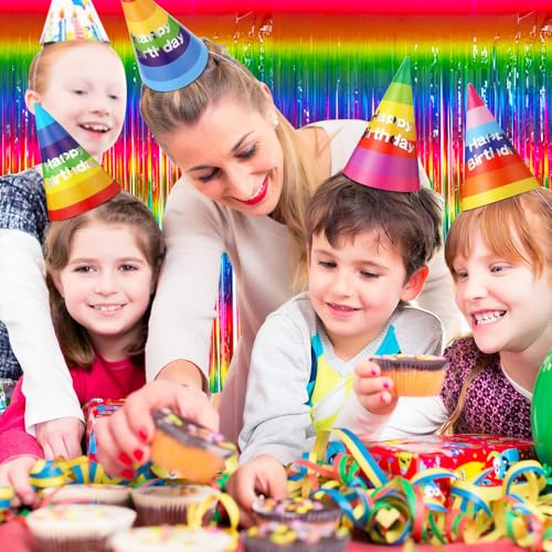 BEISHIDA 2 Pack Dark Rainbow Colorful Foil Fringe Curtain, Assort Color Tinsel Metallic Curtains Photo Backdrop for Birthday Party Wedding Engagement Bridal Shower - Image 5