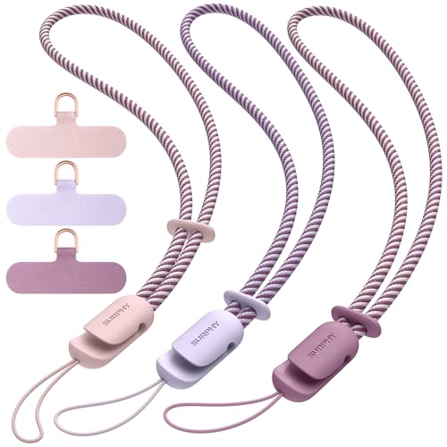SURPHY 3 Pack Phone Wrist Strap with CellPhone Tether Tab Cellphone Lanyard Anti Theft Phone Strap with 2Color Braided Wrist Lanyard for Women and Men Pink Lilac Lilac Purple - Image 1