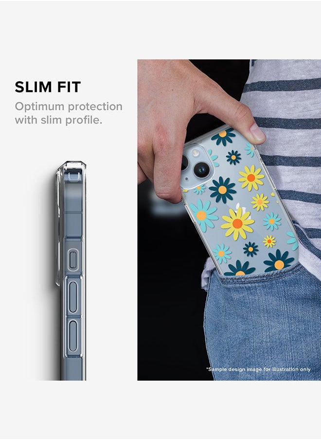 Stylizedd - Classic Clear Case for Apple iPhone 14 Hybrid Soft Case Flexible Edges Anti Drop TPU PC Gel Thin Transparent Cover [ Designed for Apple iPhone 14 ] - Le Moustache Full Print - Image 1