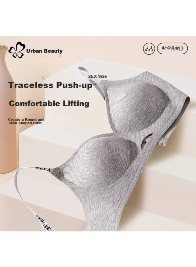 Urban Beauty Urban Beauty Women's Seamless Wireless Push-up Bra With Thin Shoulder Straps And Invisible Bra Grey M  - Image 3