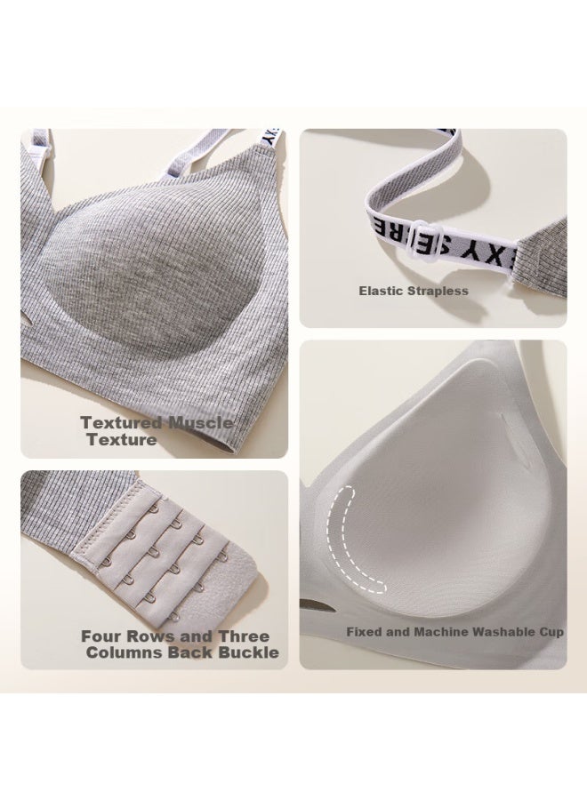 Urban Beauty Urban Beauty Women's Seamless Wireless Push-up Bra With Thin Shoulder Straps And Invisible Bra Grey M  - Image 5