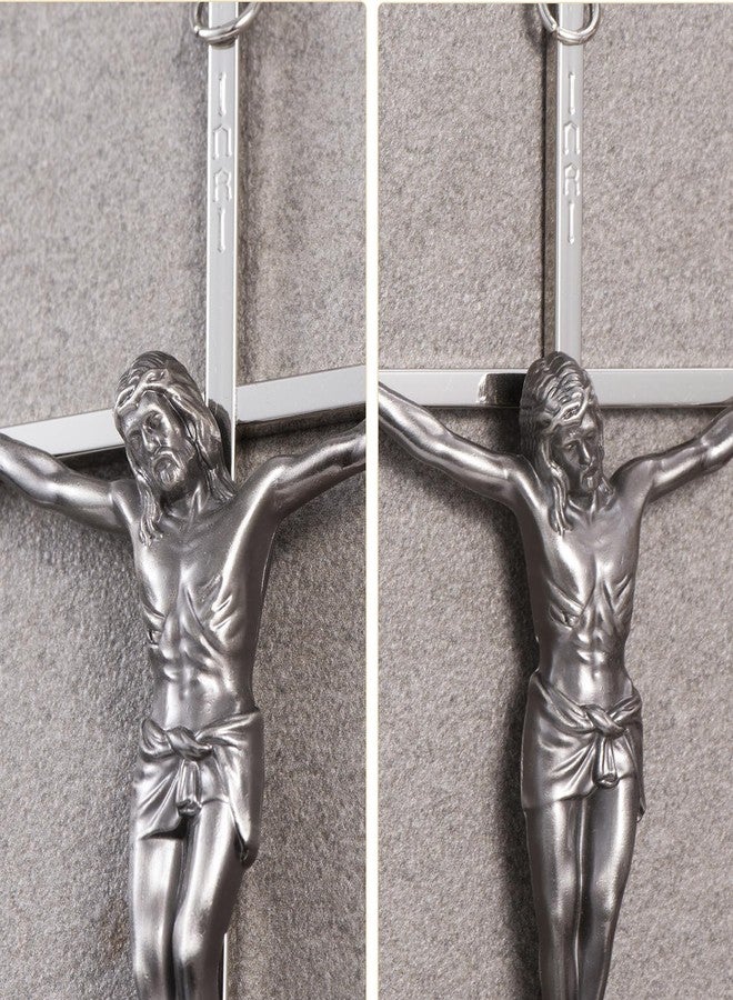 ACHIBANG 10" Silver Crucifix Wall Cross – Catholic Metal Cross with Jesus & INRI for Wall or Over-the-Door Blessing - Image 3