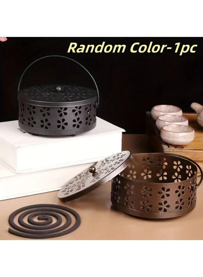 حامل لفائف البعوض الحديدي القديم مزين بزخارف فلورية مقطوعة موديل فاخر أ لون عشوائي - Image 1