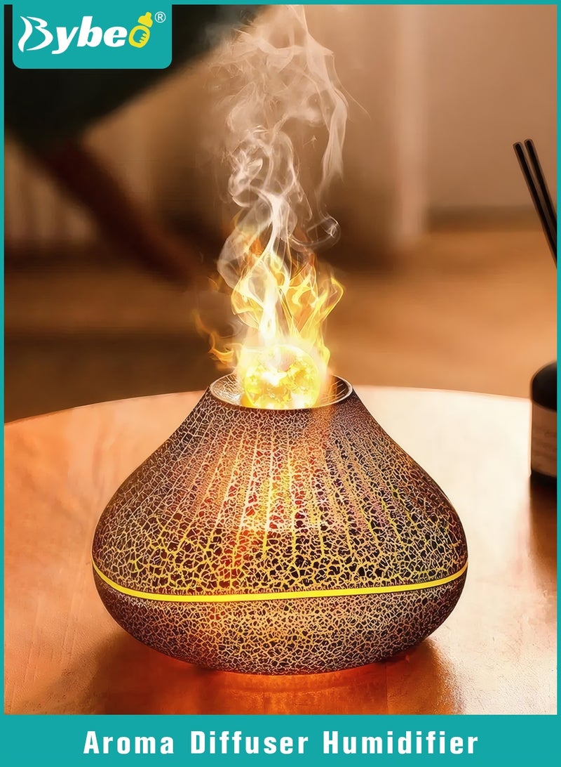 Bybeo Aroma Diffuser Humidifier, Upgrade 7 Colour Ultrasonic Essential Oil Diffuser, Air Humidifier with LED Flame Light, 160ML Aromatherapy Diffuser, Waterless Auto-Off for Bedroom, Office, Car - Image 1