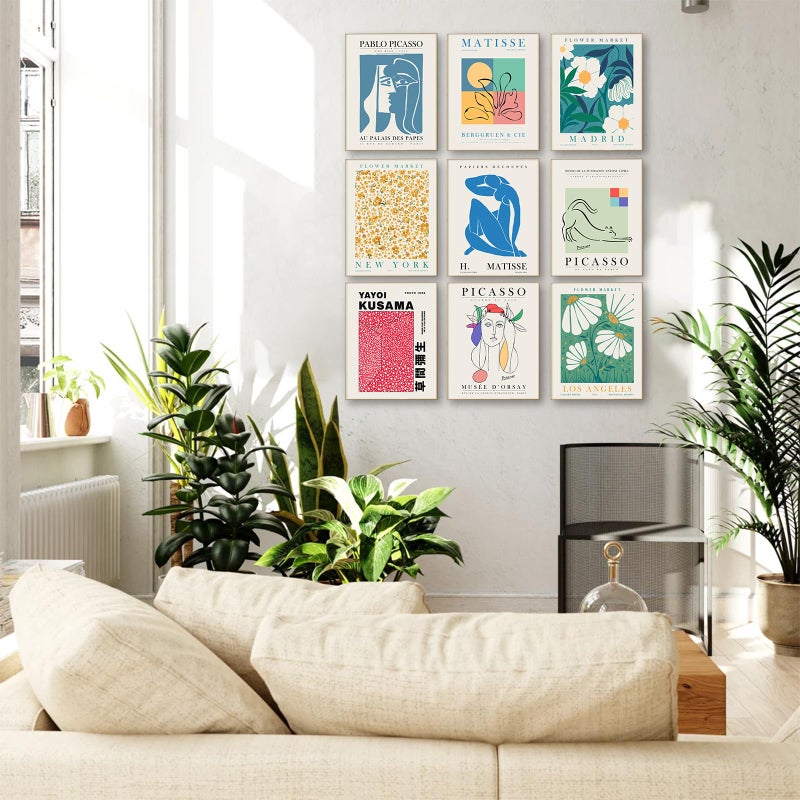 KBKBART Eclectic Gallery Wall Art Set of 9  Abstract Matisse Poster Flower Market Prints  Minimalist Wall Decor Canvas Paintings  Trendy Aesthetic Room Decor for Bathroom  Bedroom  Living Room  Office(8""x10"") - Image 2