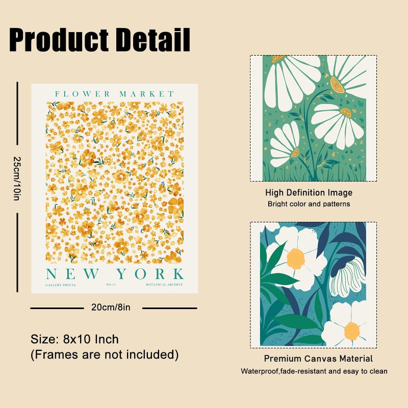 KBKBART Eclectic Gallery Wall Art Set of 9  Abstract Matisse Poster Flower Market Prints  Minimalist Wall Decor Canvas Paintings  Trendy Aesthetic Room Decor for Bathroom  Bedroom  Living Room  Office(8""x10"") - Image 5