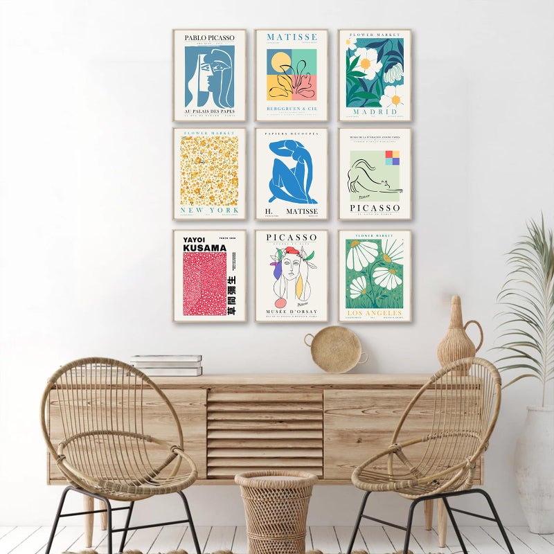 KBKBART Eclectic Gallery Wall Art Set of 9  Abstract Matisse Poster Flower Market Prints  Minimalist Wall Decor Canvas Paintings  Trendy Aesthetic Room Decor for Bathroom  Bedroom  Living Room  Office(8""x10"") - Image 3
