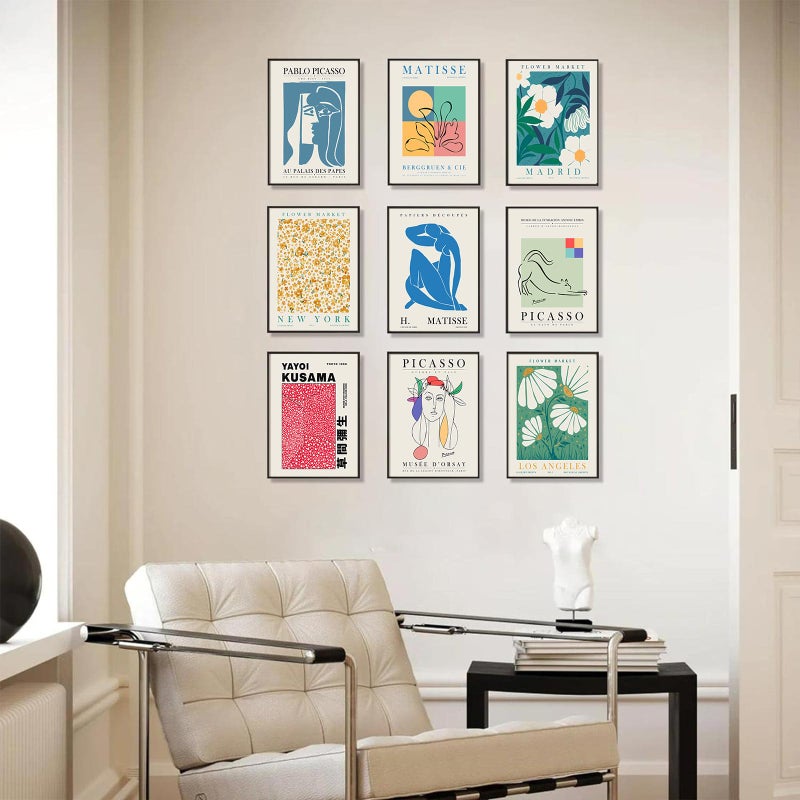 KBKBART Eclectic Gallery Wall Art Set of 9  Abstract Matisse Poster Flower Market Prints  Minimalist Wall Decor Canvas Paintings  Trendy Aesthetic Room Decor for Bathroom  Bedroom  Living Room  Office(8""x10"") - Image 4