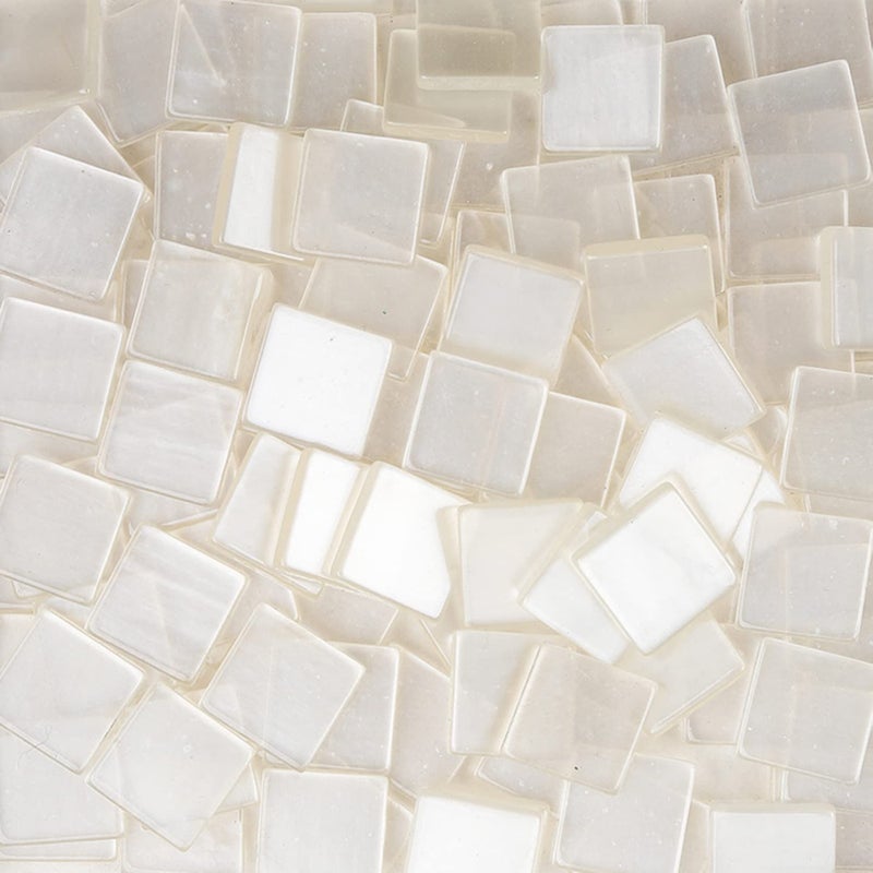 100pcs25g Resin Glass Square Mosaic Tiles for Crafts Colorful Stained Glass Pieces for Mosaic Projects 1x1 cm Transparent White