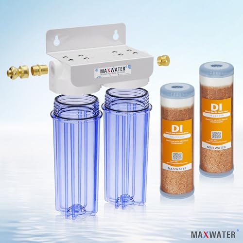 Max Water وحدة غسل السيارات خالية من البقع من ماكس ووتر بنظام إزالة الأيونات المكون من مرحلتين، مزيل أيونات المياه الفاخر لغسل خالي من البقع - نظام غسل السيارات والدراجات النارية - 2 فلتر DI مع ضغط 45-80 PSI ومدخل/مخرج 3/4" - Image 2