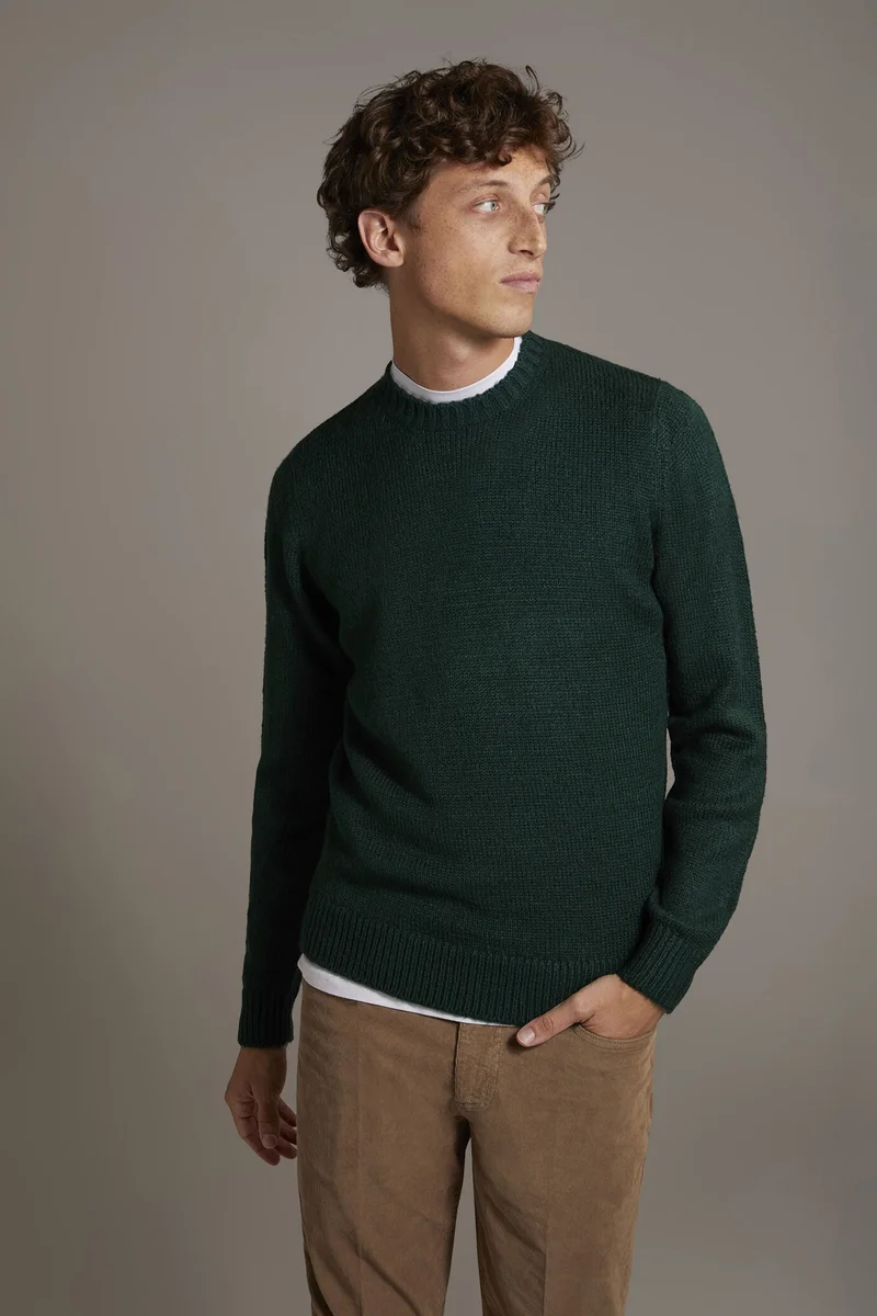 Doppelganger Round neck wool blend sweater - DK Green