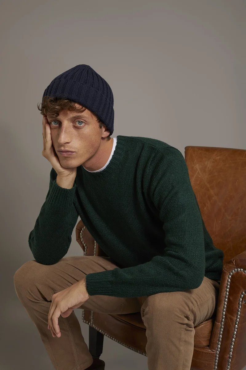 Doppelganger Round neck wool blend sweater - DK Green
