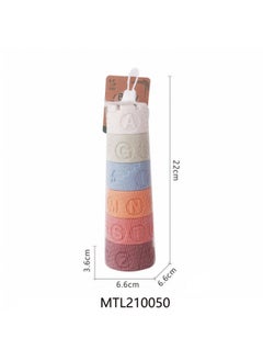 Export Children's Vinyl Wheat Straw Non-porous Cylindrical Embossed Letter Stacking Music Stacking Music Soft Rubber Building Block Toy-Color:638-179