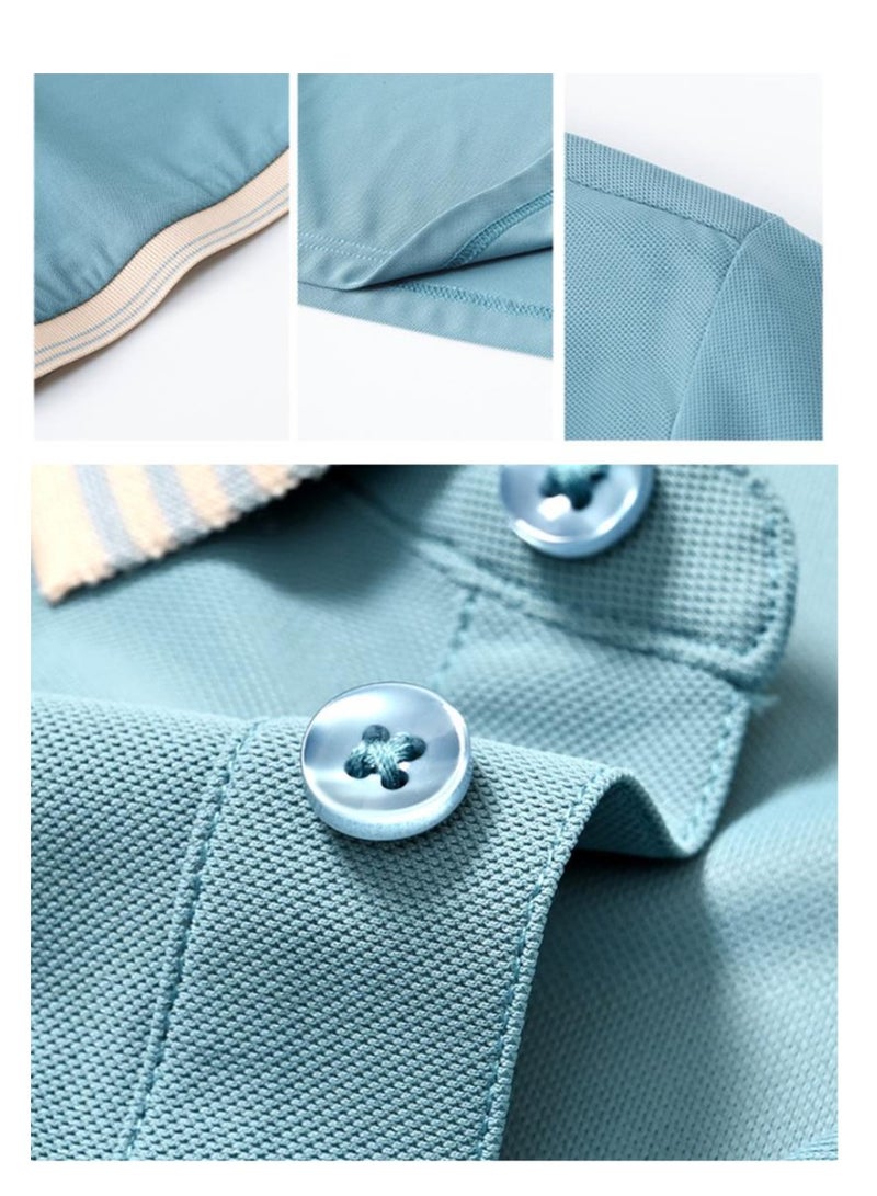 Casual And Fashionable Men's Lapel Embroidered Short Sleeved T-shirt With Ice Silk And High Elasticity Polo Shirt For Men - Image 5