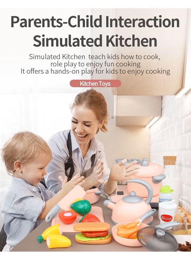 Kids Kitchen Playset, 43Pcs Toddler Pretend Cooking Play Kettle Induction Cooker Daily Food ,Pretend Play Cooking Game with Light and Sound,Simulation Kitchen with Toy Food Cookware Accessories,Chef Pretend Play Set for Boys and Girls 3+ Years Old,Safe Educational Cooking Toy for Imaginative Role Play - Image 5