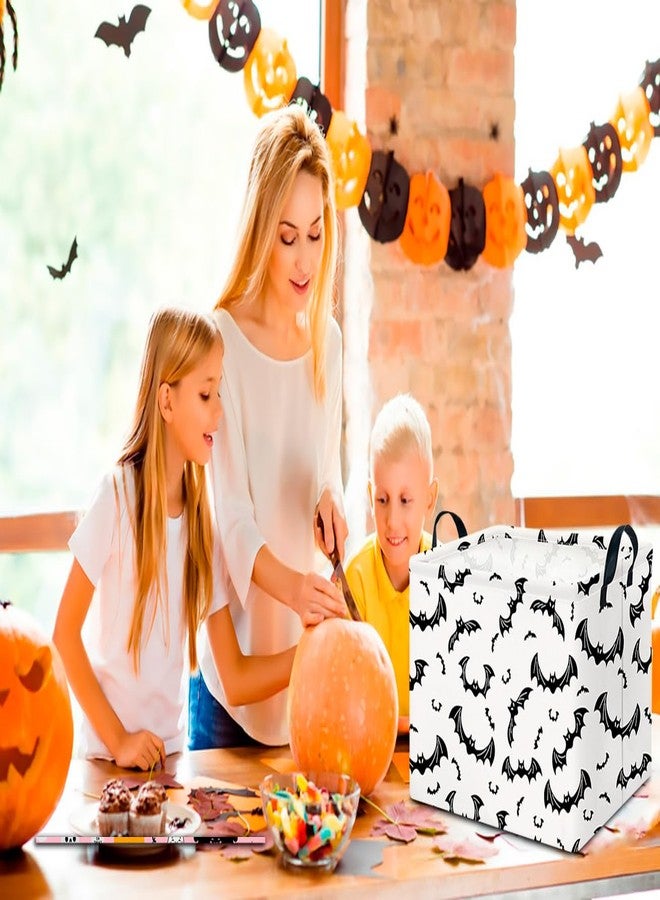 CLOCOR Rectangular Gift Basket Empty for Halloween, Waterproof Storage Basket with Handles, Books Box, Room Decor(Black Bat) - Image 4