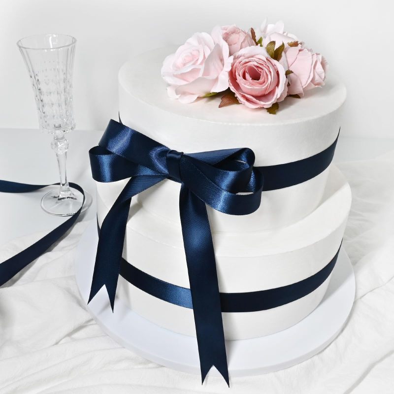 Satin Ribbon 7/8 Inch 50 Yards Double-Faced High-Shine Navy Blue - Luxury Length for Large-Scale Projects - Polyester Ribbon for Wedding Décor Gift Wrapping Craft Projects - Image 5