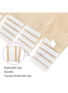 ABH AMAZINGBEAUTY HAIR Tape In Hair Extensions Human Hair Semipermanent Tape Attached Real Remy Tape Extensions 50G 20Pcs Invisible Seamless Reusable Skin Weft Platinum Blonde Color 60 18 Inch  - Image 4
