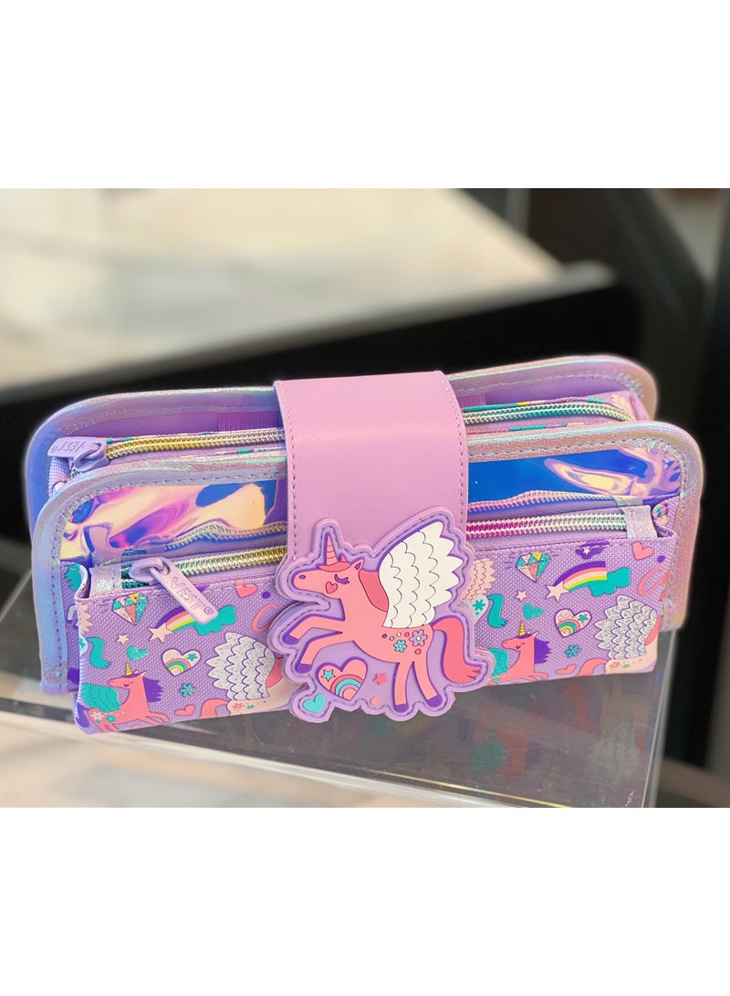 Five dream house Unicorn Cartoon Rubber Patch Pencil Case Large Capacity Pencil Bag 600D+PU Portable Student Stationery Organizer Multiple Colors Available - Image 1