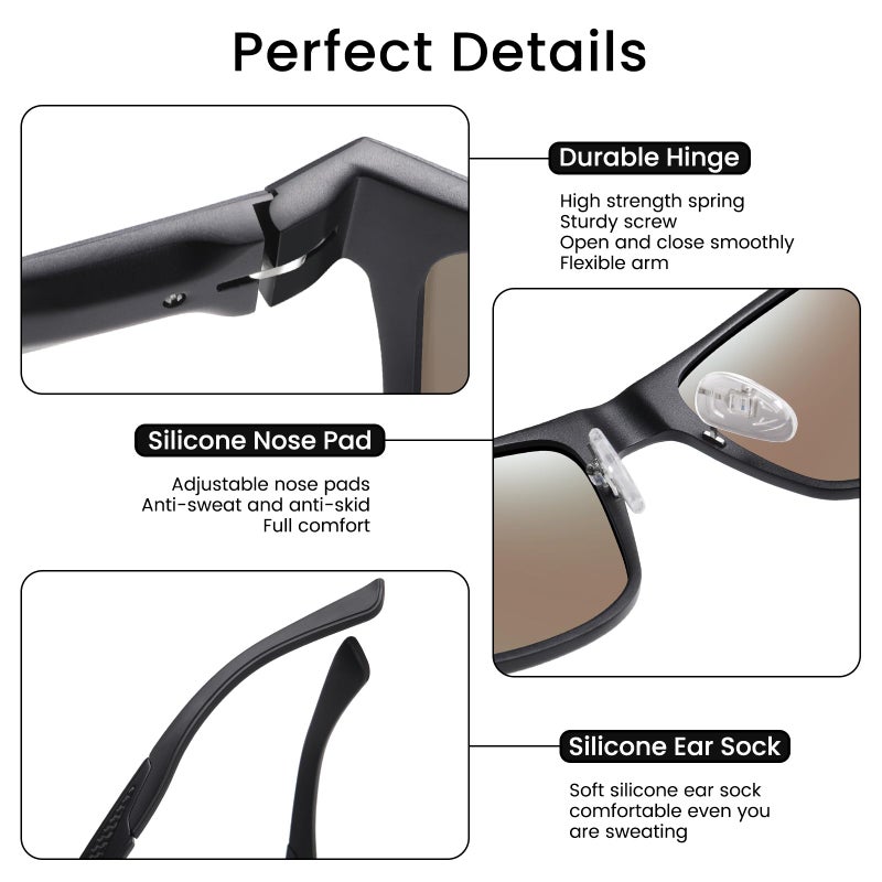 DUCO Polarized Sunglasses for Men Lightweight Carbon Fiber UV400 Protection Square Sun Glasses 8207 - Image 4