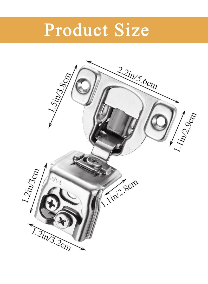 Excefore Cabinet Doors Hinges, 10Pcs Full Overlay Hinges Frameless Cabinet Doors Hinges Hydraulic Concealed Soft Closing Hinges for Kitchen Cabinet Folden Door (105 Degree Wardrobe Door Hinge) - Image 2