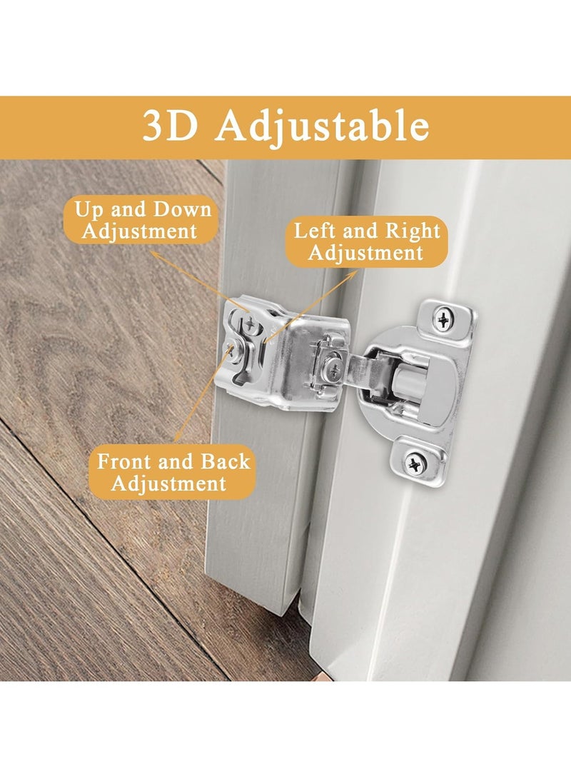 Excefore Cabinet Doors Hinges, 10Pcs Full Overlay Hinges Frameless Cabinet Doors Hinges Hydraulic Concealed Soft Closing Hinges for Kitchen Cabinet Folden Door (105 Degree Wardrobe Door Hinge) - Image 3