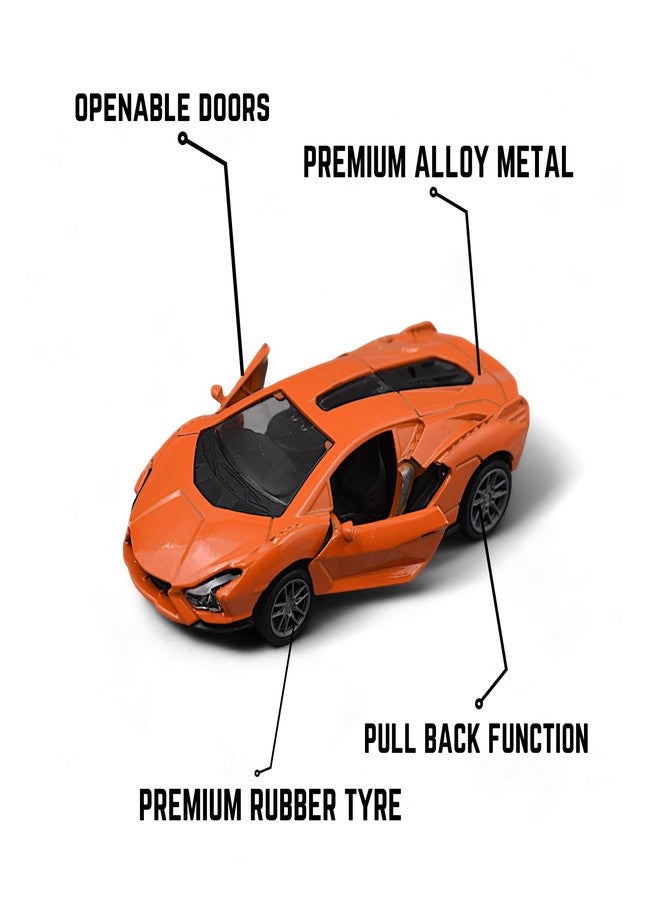 MASIPICKS Super Car Toy 1:36 Exclusive Alloy Metal Pull Back Die-cast Car Diecast Metal Pullback Toy car with Openable Doors Boys Gifts Toys for Kids (Orange) - Image 3