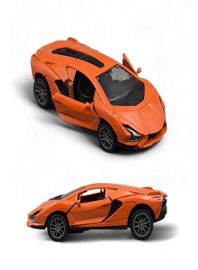 MASIPICKS Super Car Toy 1:36 Exclusive Alloy Metal Pull Back Die-cast Car Diecast Metal Pullback Toy car with Openable Doors Boys Gifts Toys for Kids (Orange) - Image 1