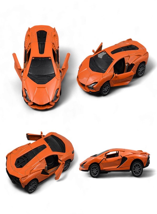 MASIPICKS Super Car Toy 1:36 Exclusive Alloy Metal Pull Back Die-cast Car Diecast Metal Pullback Toy car with Openable Doors Boys Gifts Toys for Kids (Orange) - Image 2