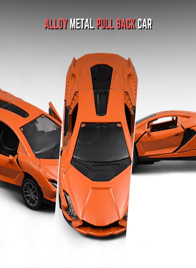 MASIPICKS Super Car Toy 1:36 Exclusive Alloy Metal Pull Back Die-cast Car Diecast Metal Pullback Toy car with Openable Doors Boys Gifts Toys for Kids (Orange) - Image 4