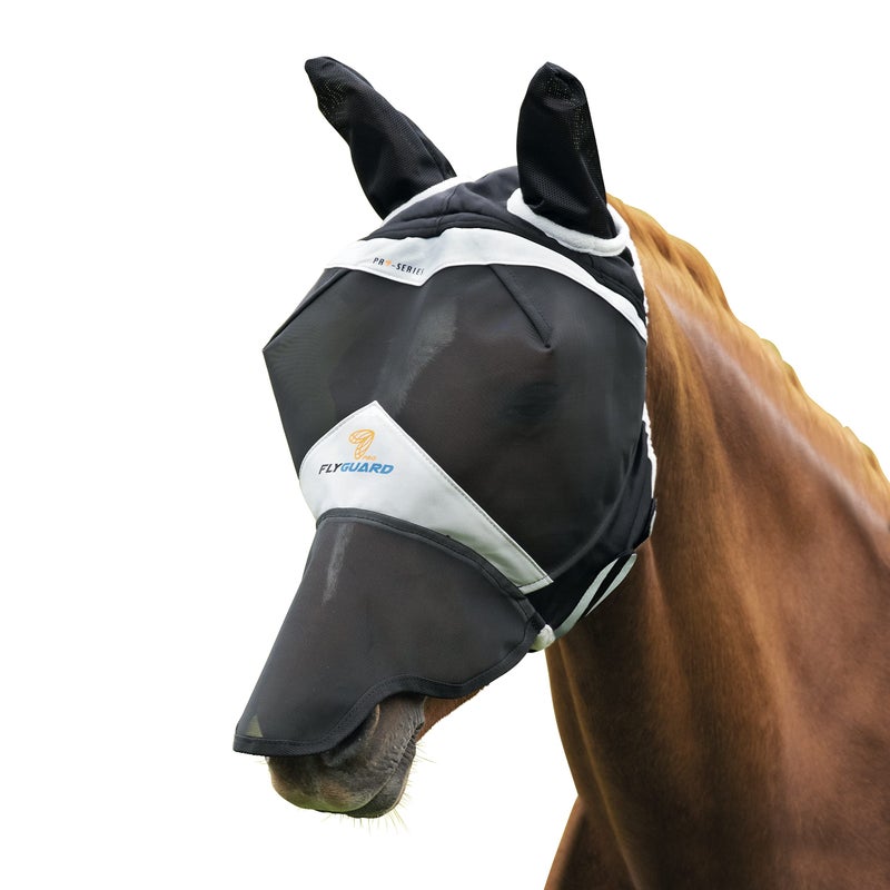 Shires Fine Mesh Fly Mask with Ears & Nose (Full, Black) - Image 2