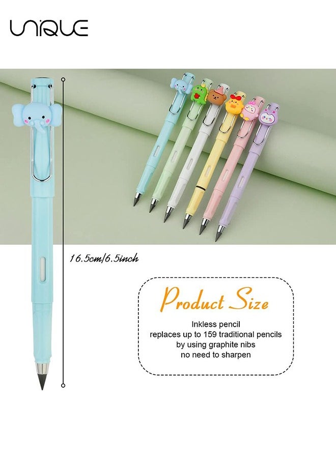 Inkless Eternal Pencils, 6 Pcs Reusable Inkless Pencil No Sharpen Pencil, Cute Pencil Cups Infinite Pencil, for Writing, Sketch, Drawing, For School Office Supplies